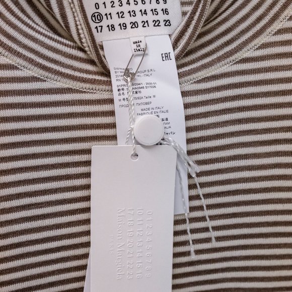 Maison Margiela Brown Striped Wool Turtleneck - Picture 7 of 11